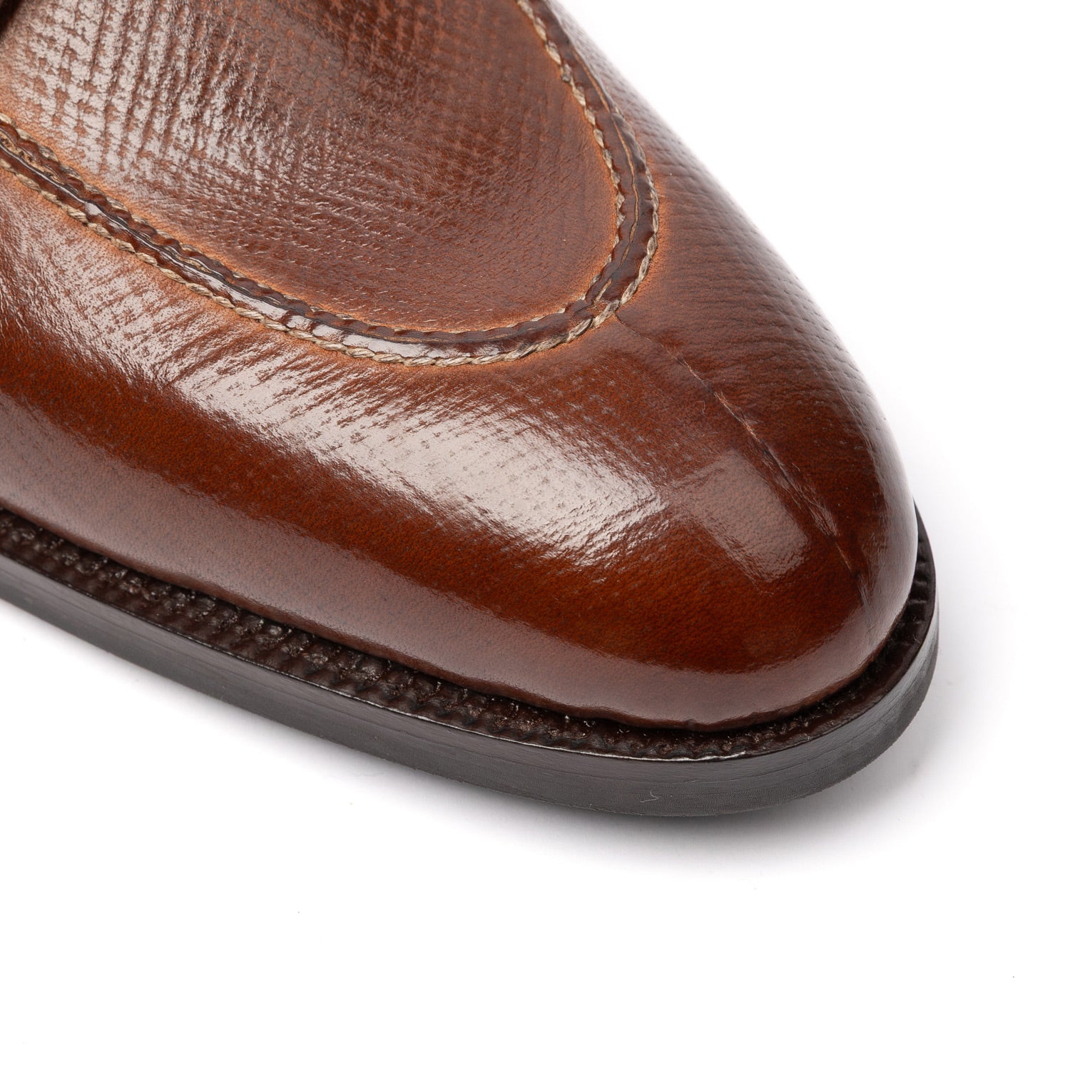 Derby "Split Toe Apron" aus genarbtem Kalbsleder - reine Handarbeit